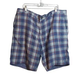 Tommy Bahama Plaid De Leon Reversible Linen Casual Vacation 10" Shorts Size 42